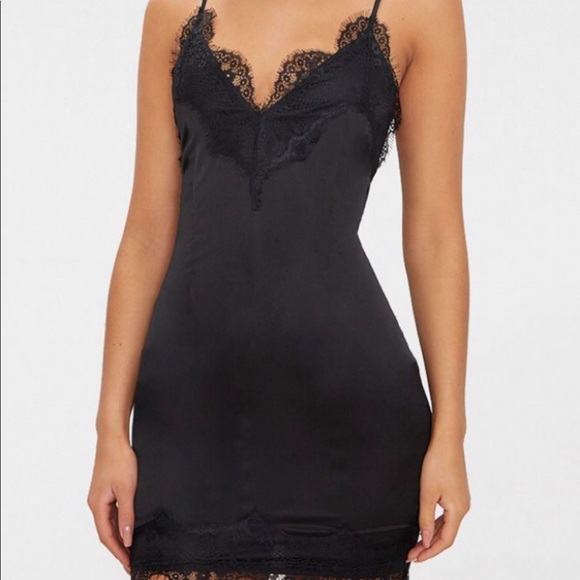 black lace trim dress
